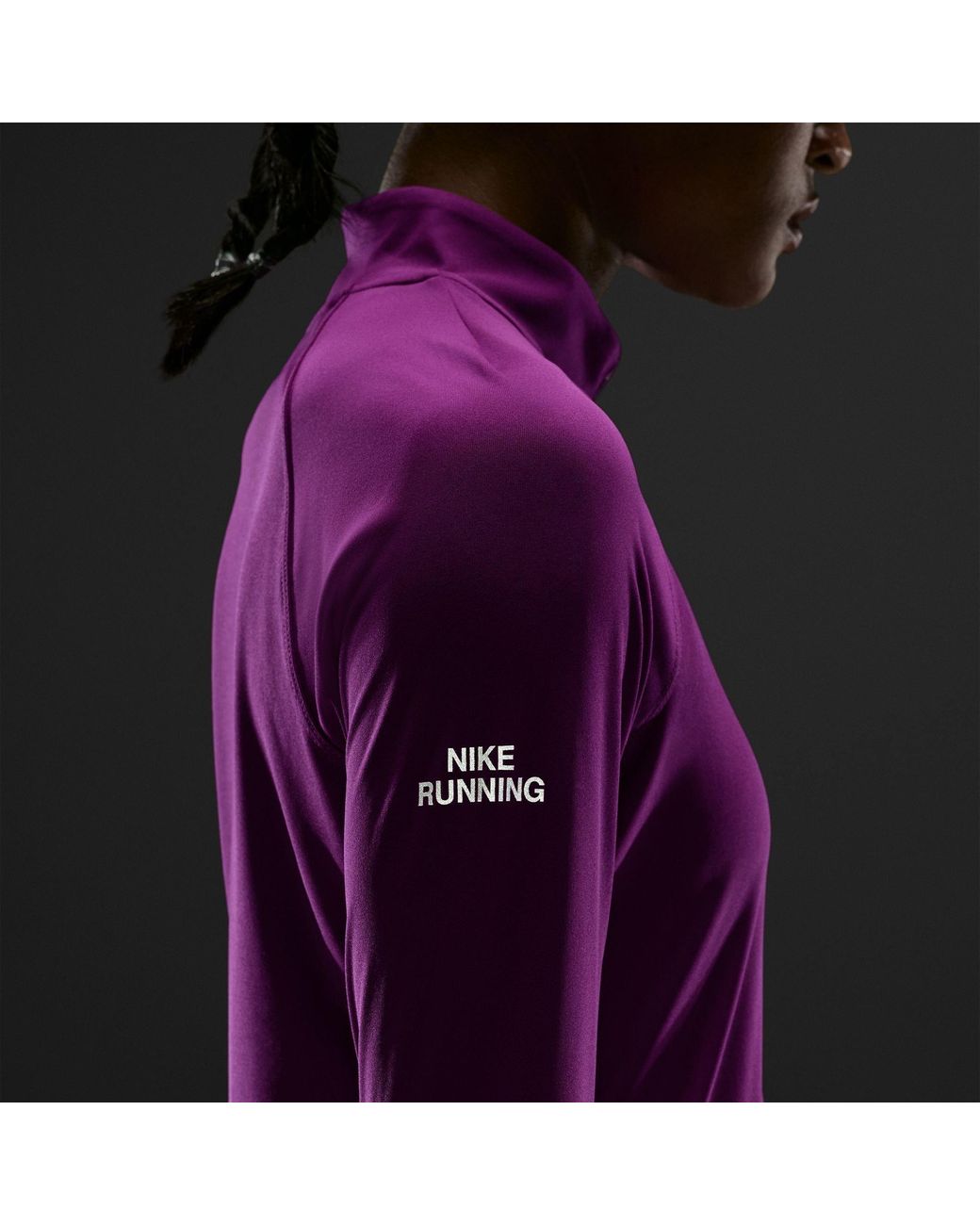 Nike Purple Tempo Flash Half-Zip Long Sleeve Performance T-Shirt