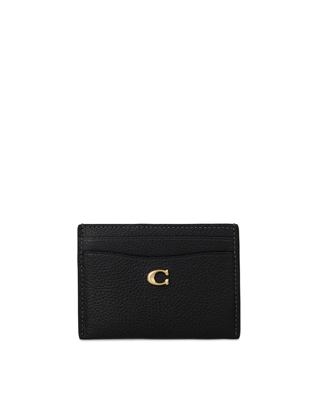 COACH Black Polished Pebble Leather Essential Card Case Handbags