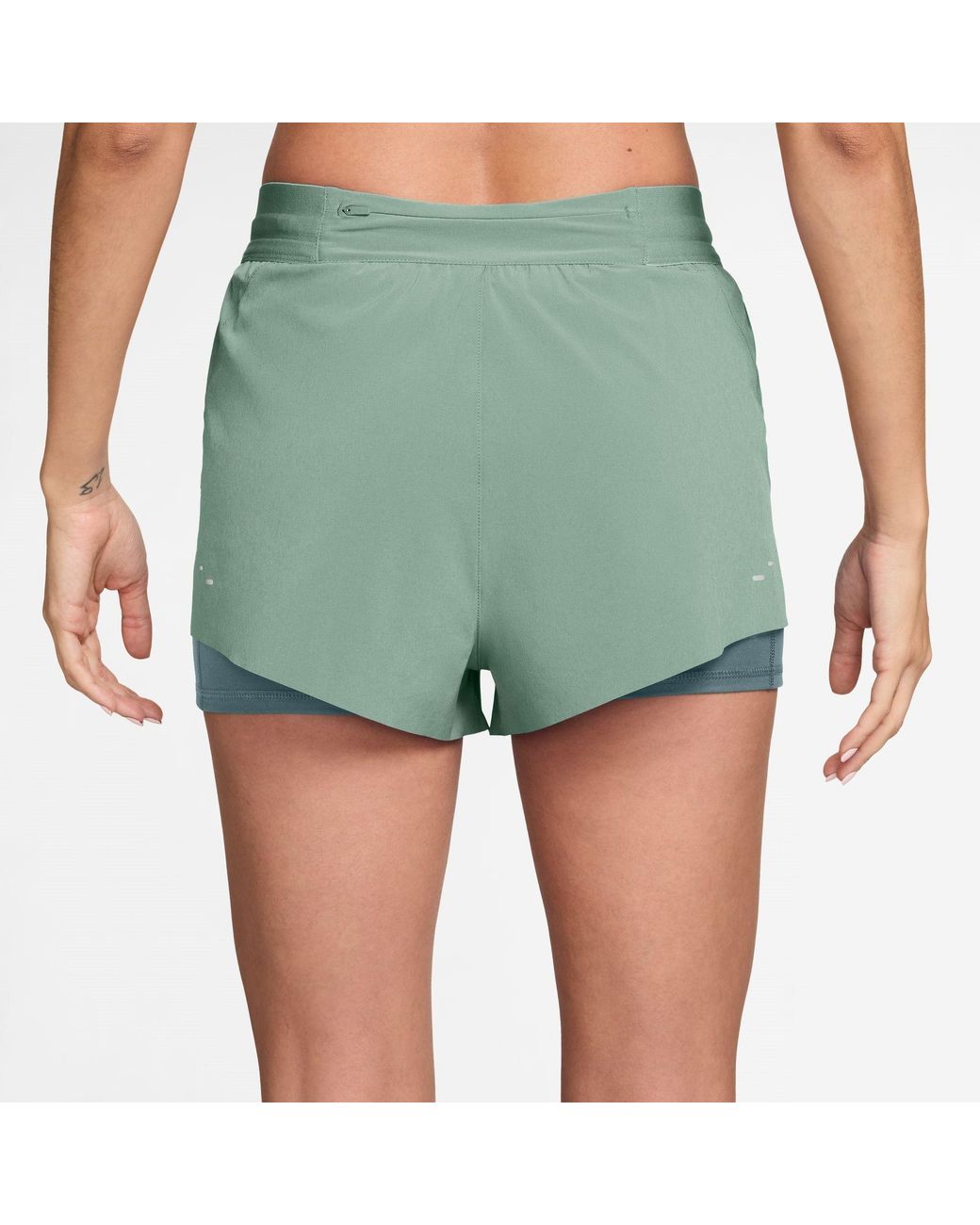Nike Green Dri-Fit Swift Mid-Rise 3 2-In-1 Shorts