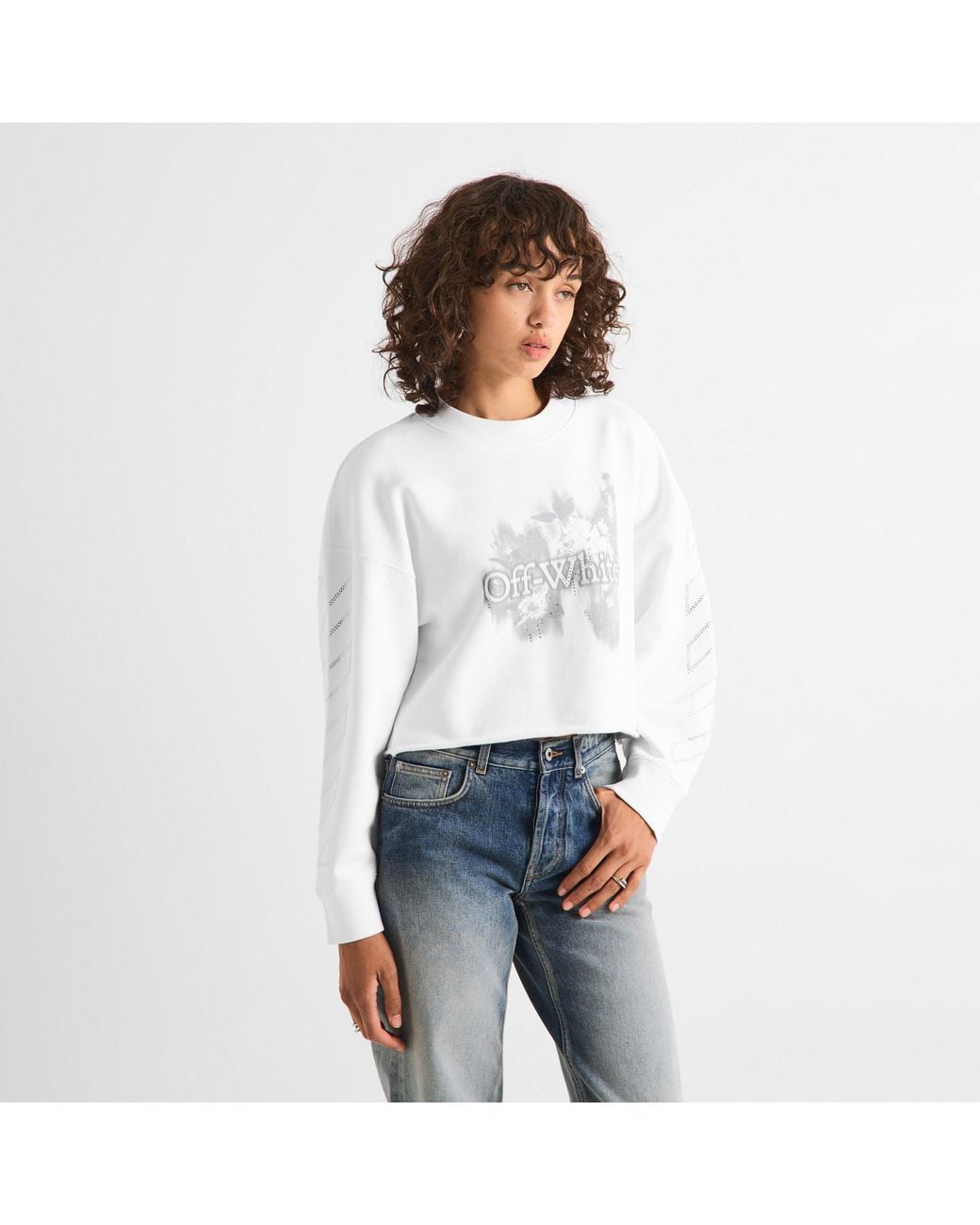 Off-White c/o Virgil Abloh White Flower Crew Cotton Long-Sleeve T-Shirt