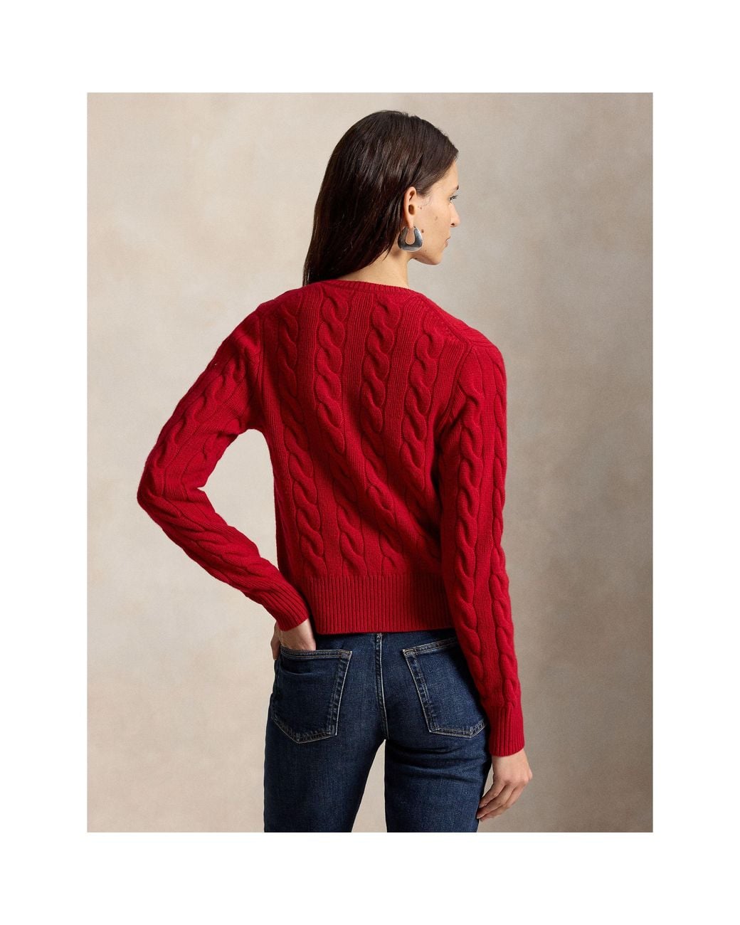 Polo Ralph Lauren Red Cable Knit Cardigan