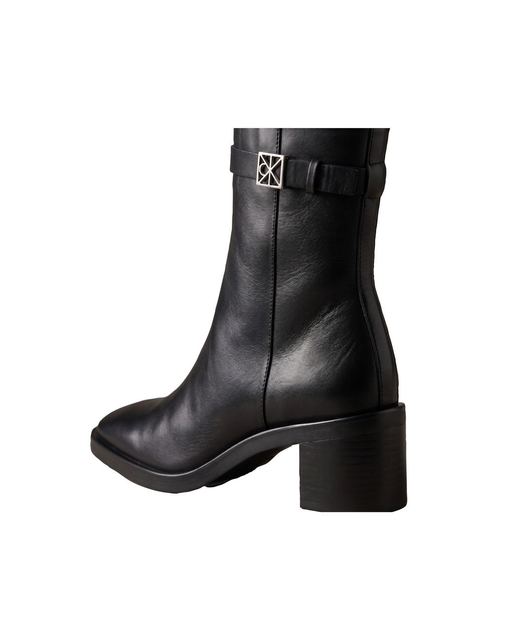 Calvin Klein Black Block-Heel Square-Toe Court Shoes