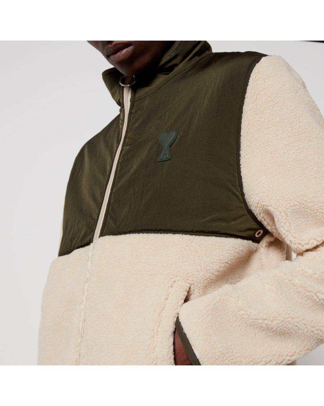 AMI Green Sherpa Zipped Jacket for men