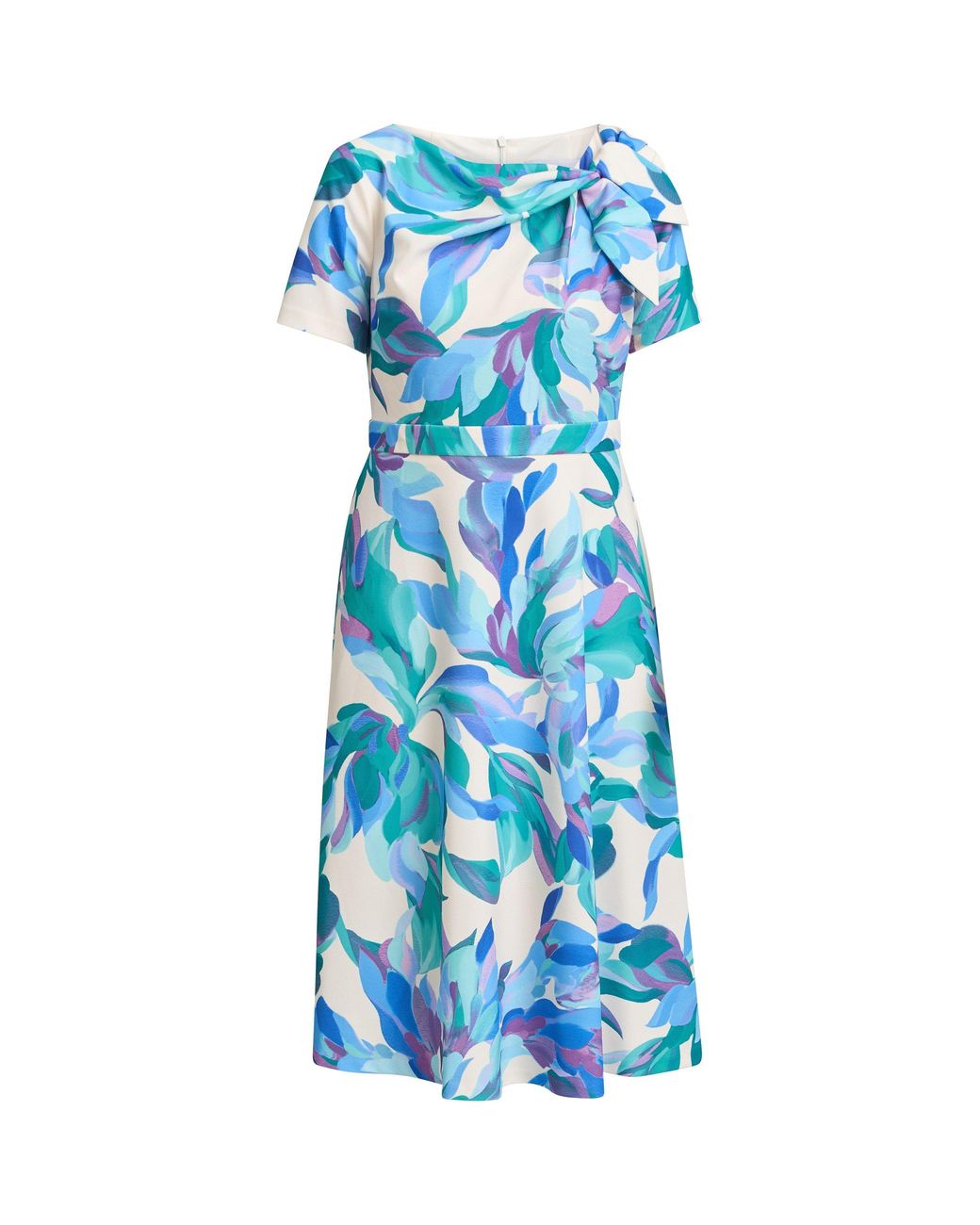 Gina Bacconi Blue Parker Tie Neck Print Dress