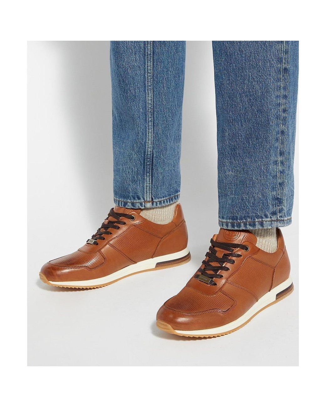 Dune Brown Trilogy Runner Low-Top Trainers for men