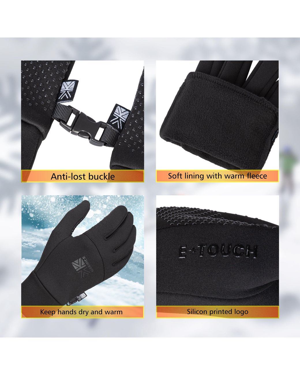 Karrimor Black Thermal Gloves