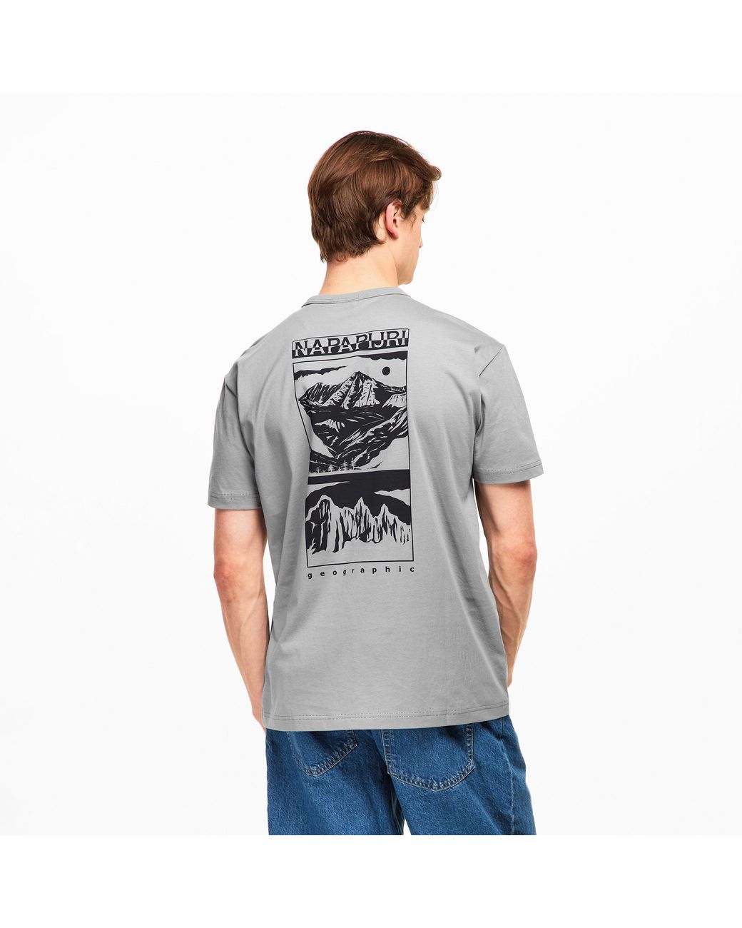 Napapijri Gray Graphic T-Shirt for men