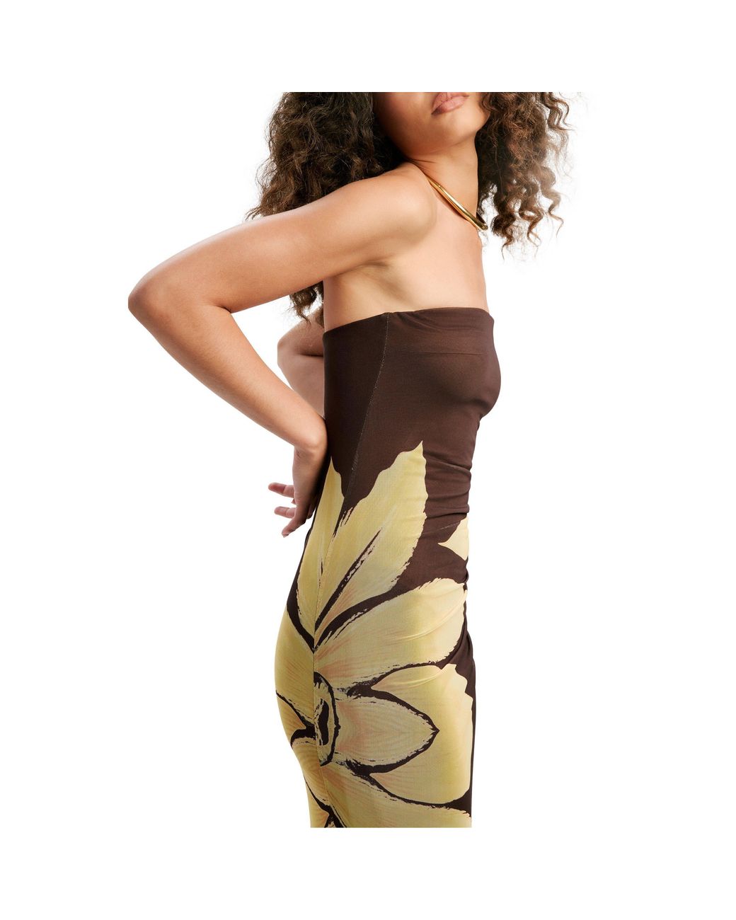 Bardot Brown Ciera Mesh Maxi Dress