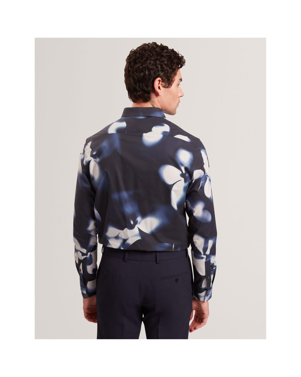 Ted Baker Blue Long Sleeve Floral Patterned Shirt for men