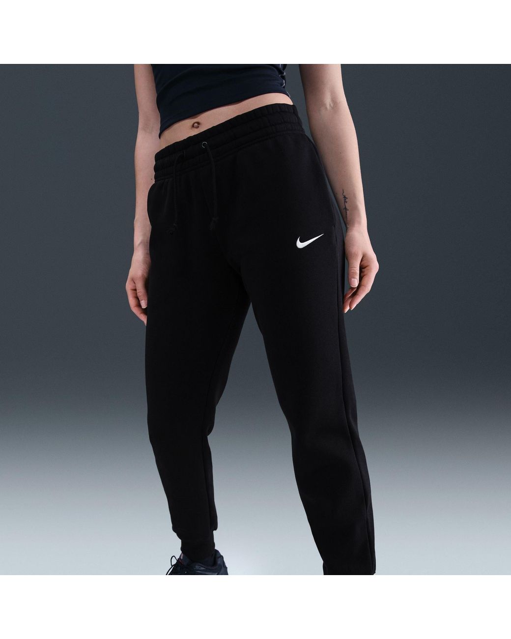 Nike Black Sportswear Phoenix Fleece Mid-Rise Sweatpants