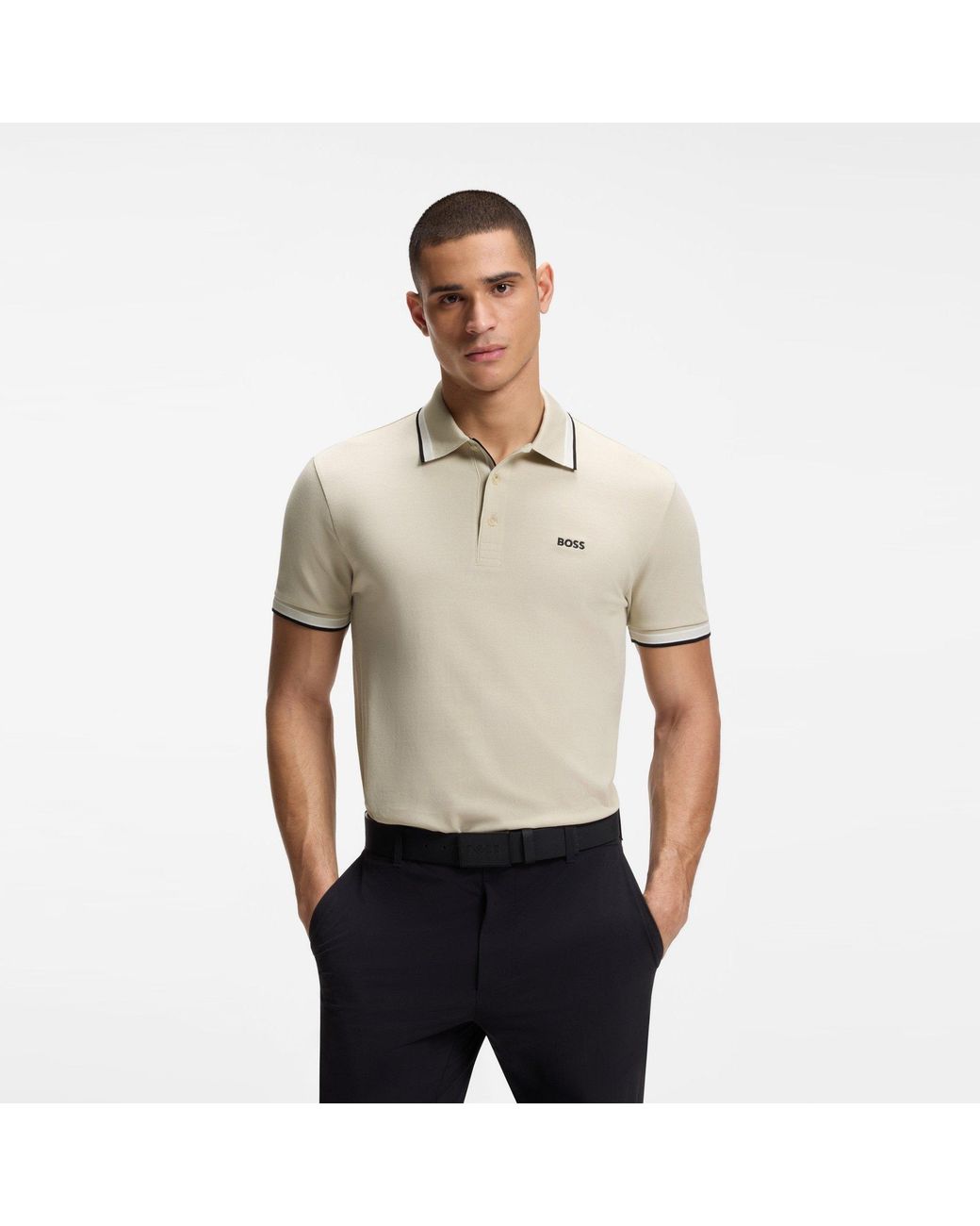 Boss Natural Paddy Polo Shirt With Contrast Tipping for men