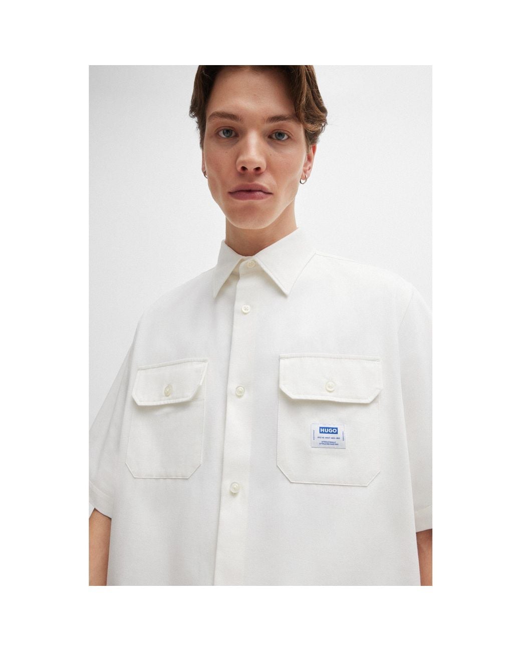 HUGO White Oversized-Fit Shirt for men