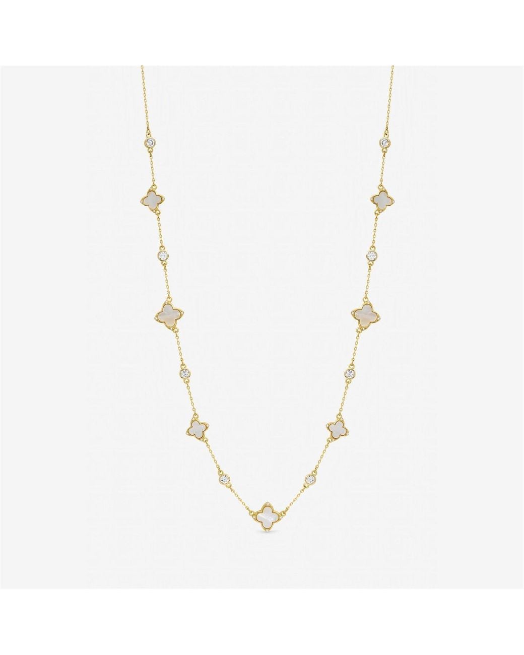 Jon Richard Metallic Mother Of Pearl Crystal Clover Necklace