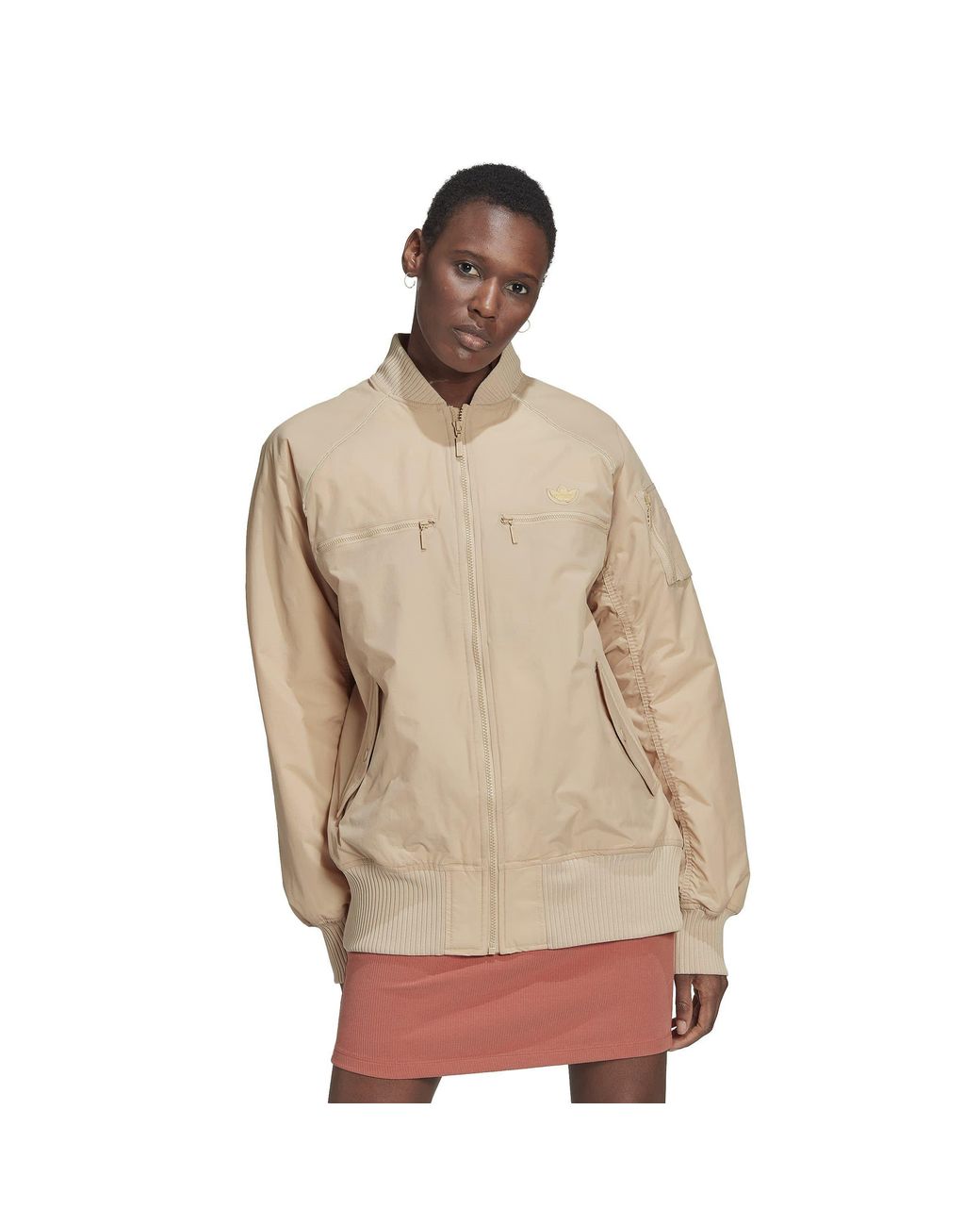 Adidas Originals Natural Long Sleeve Zip Bomber Jacket