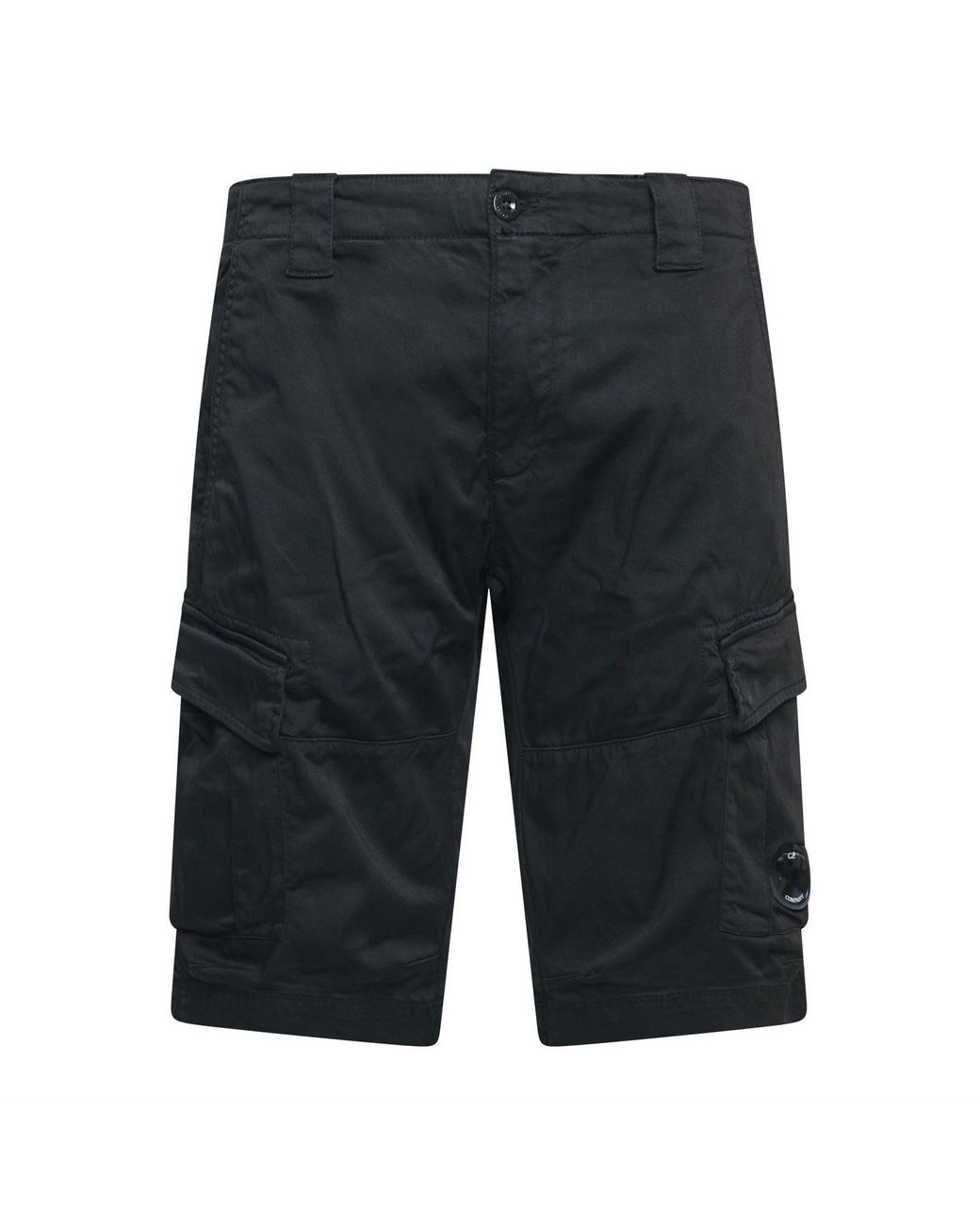 C P Company Gray Sateen Stretch Cargo Shorts for men