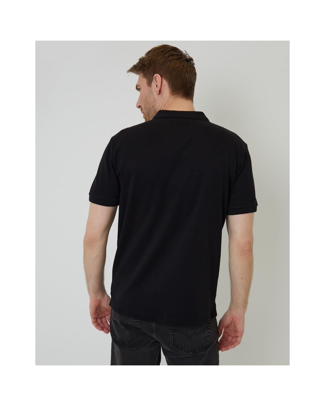 Threadbare Black Tb Otto Short-Sleeve Polo Shirt for men
