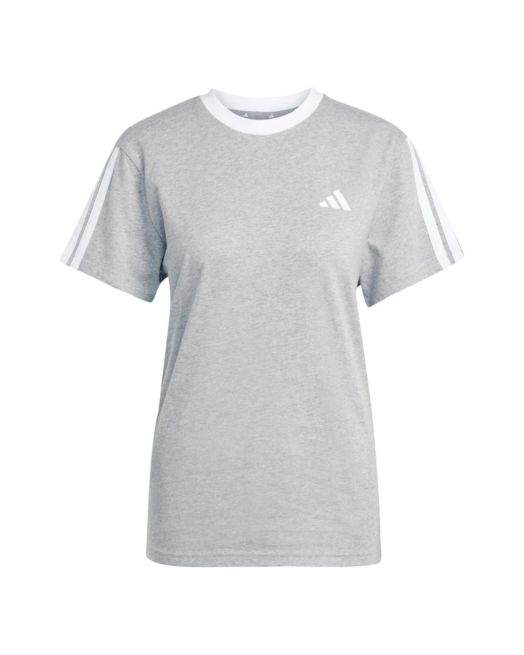 Adidas Gray Essentials 3 Stripe T-Shirt