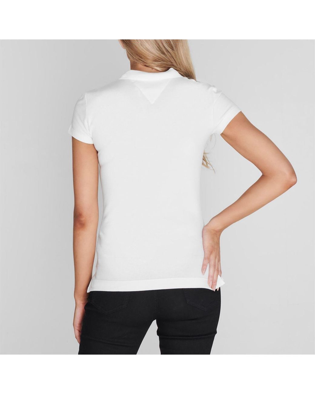 Tommy Hilfiger White Heritage Short Sleeve Slim Fit Polo Shirt Ladies