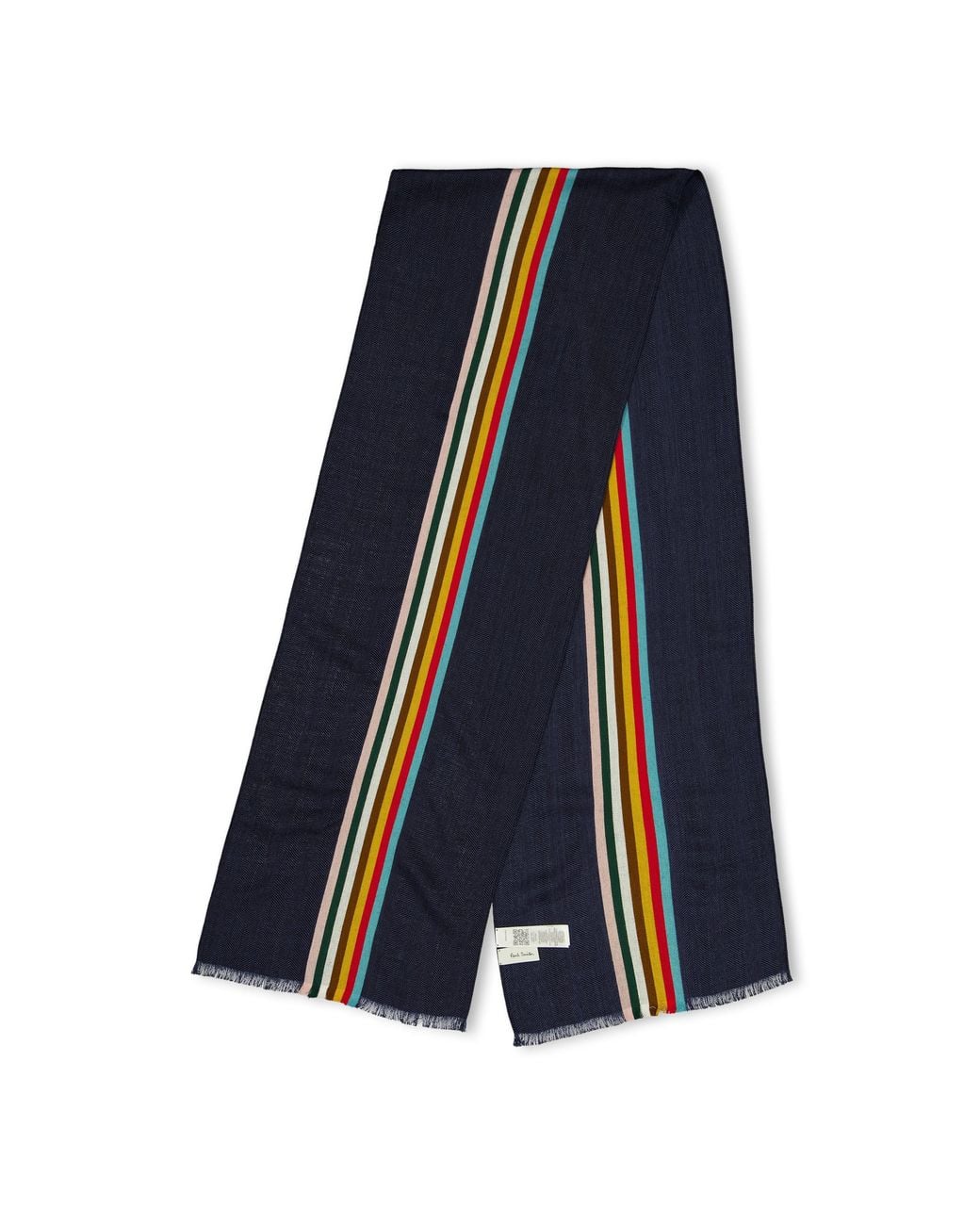 Paul Smith Blue Signature Stripe Wool Scarf