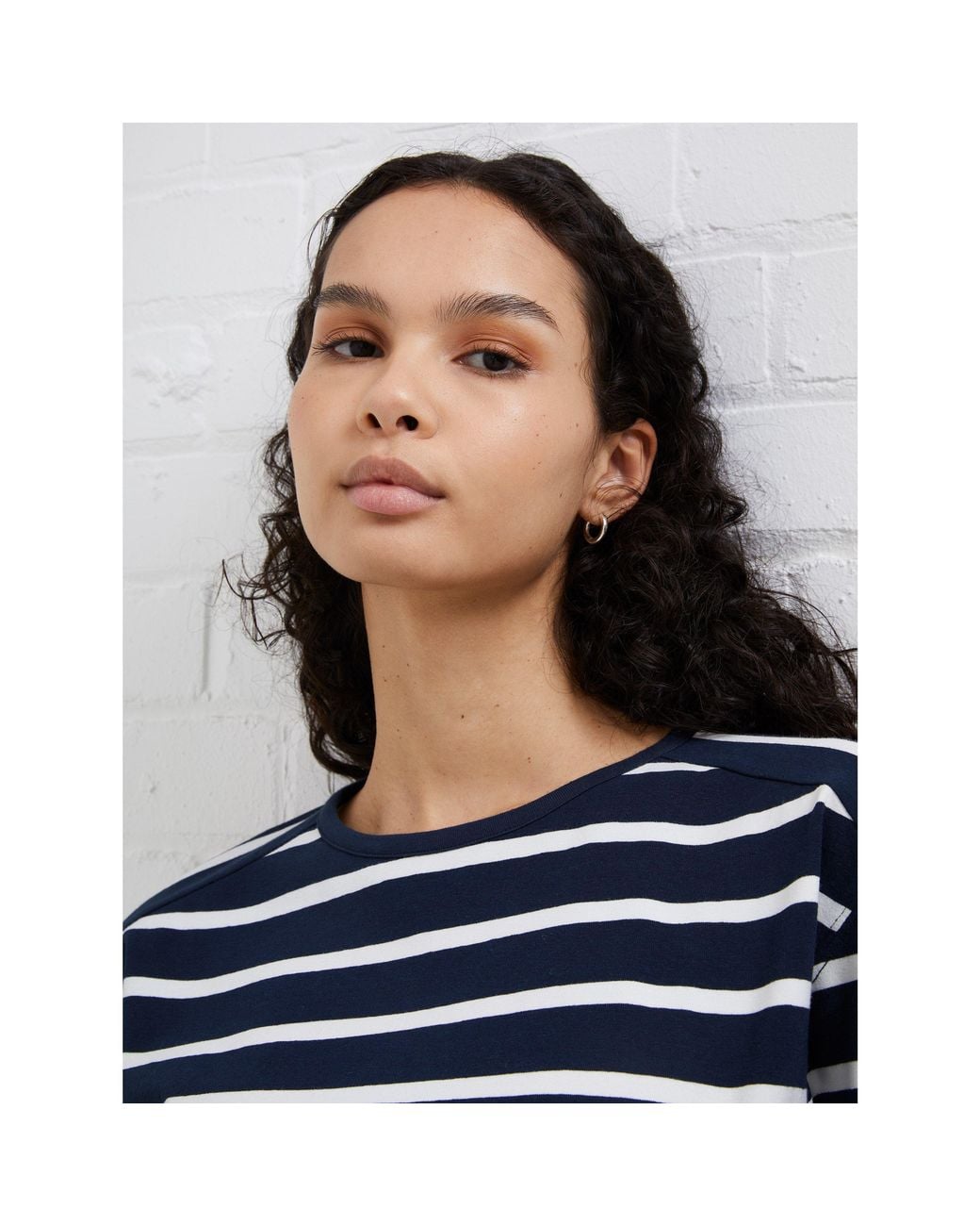 French Connection White Stripe Long-Sleeve T-Shirt