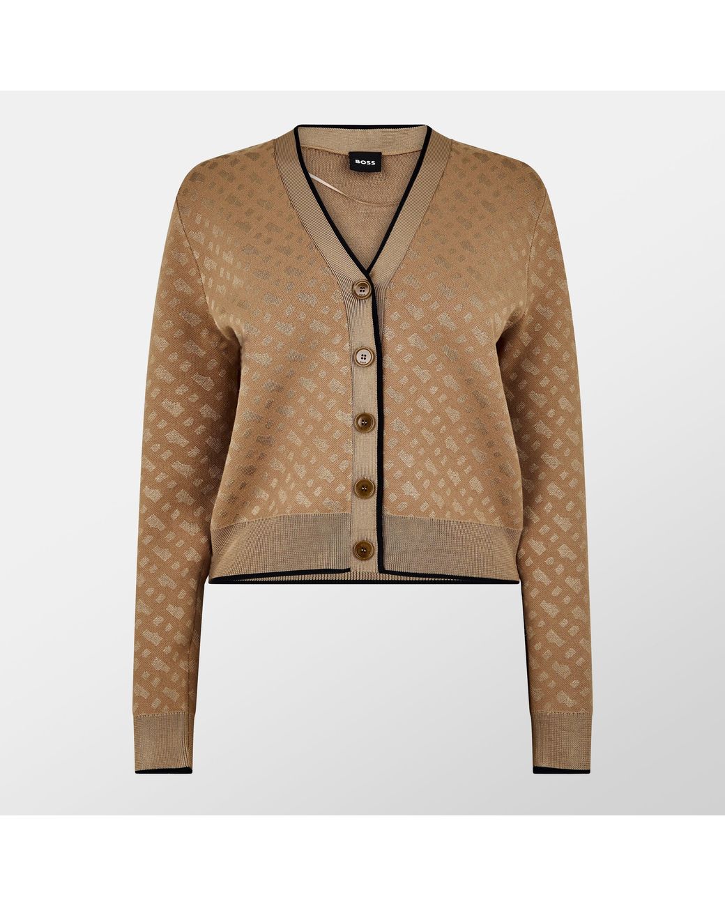 Boss Natural Double-B Monogram Knitted Cardigan