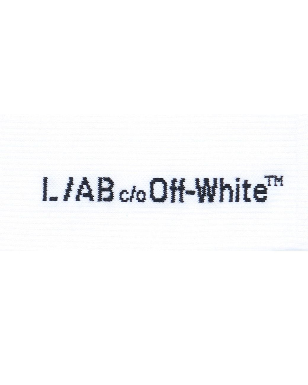 L/AB Off White White Text 3 Pack Crew Socks for men