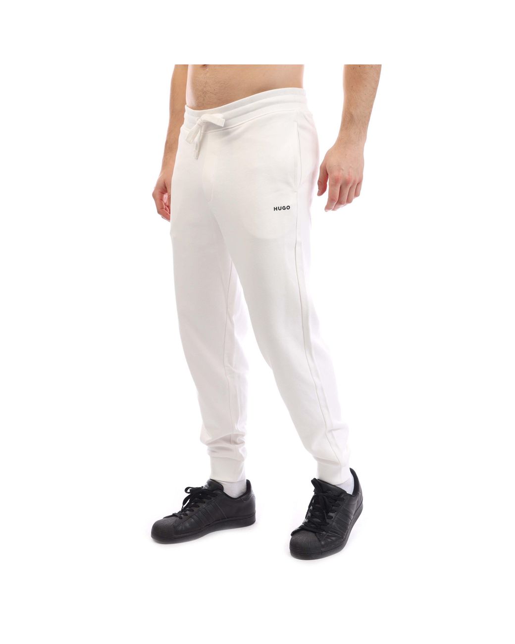 HUGO White Dayote Logo Print Tracksuit Bottoms for men