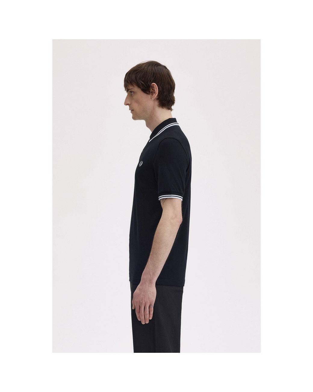 Fred Perry Black Short Sleeve Twin Tipped Polo Shirt for men