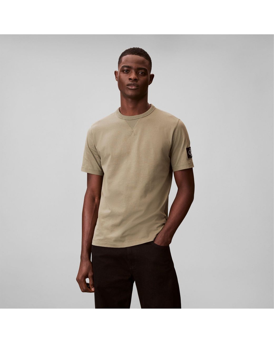 Calvin Klein Green Monogram Badge T-Shirt for men