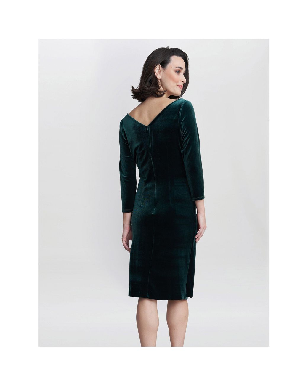 Gina Bacconi Green Zoe Velvet Wrap Dress