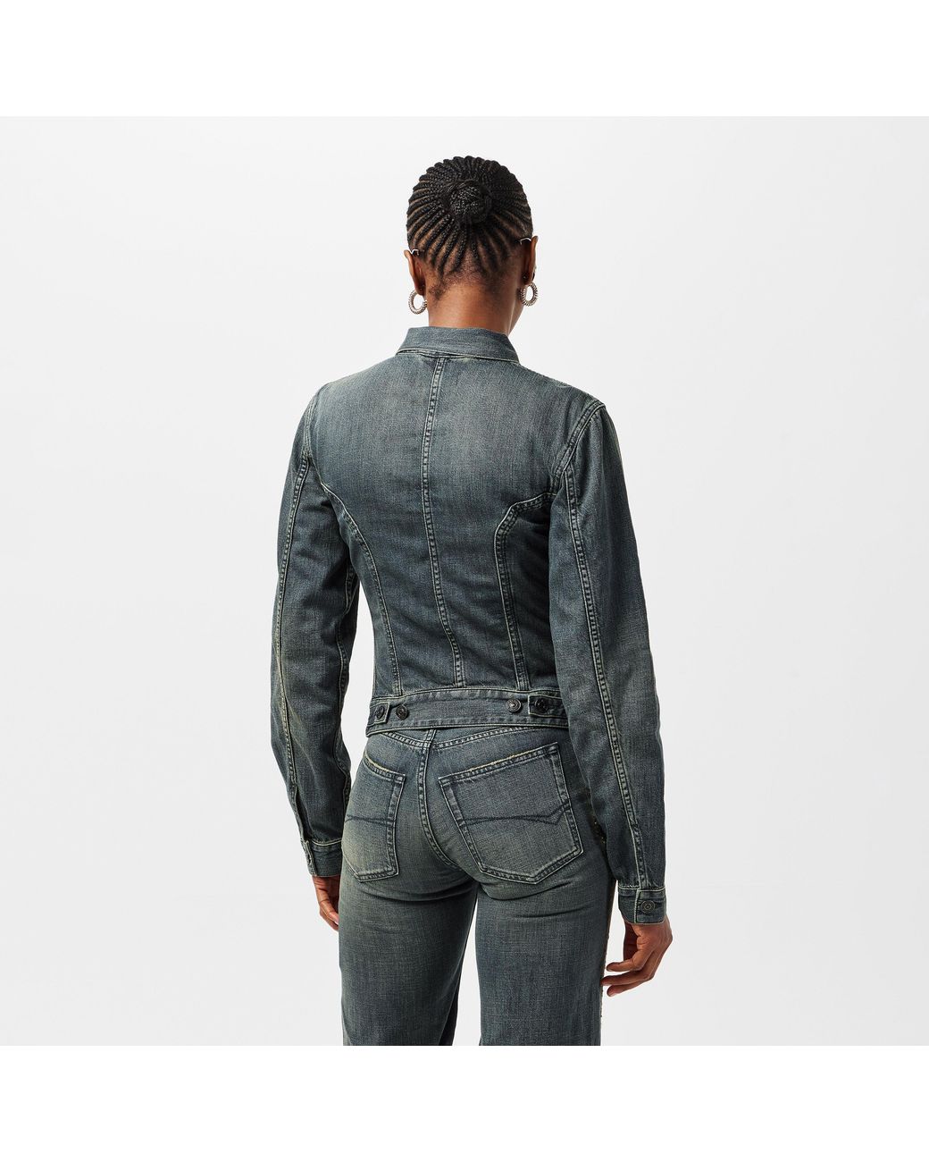 Balenciaga Blue Bal Corseted Denim Jacket