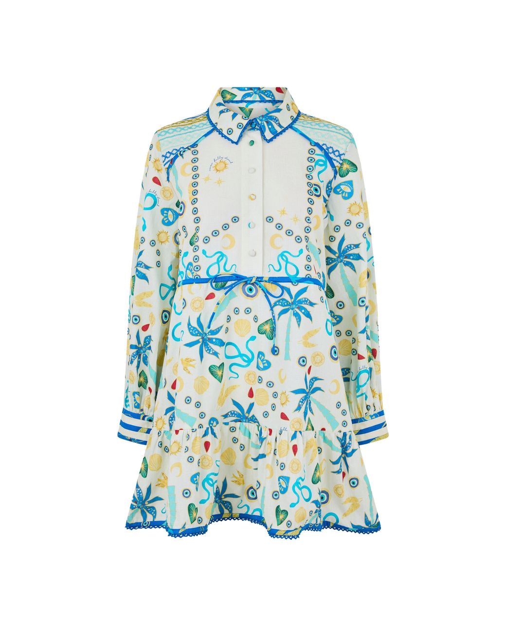 Never Fully Dressed Blue Charms Savannah Structured Metal Accent Shirt Dress