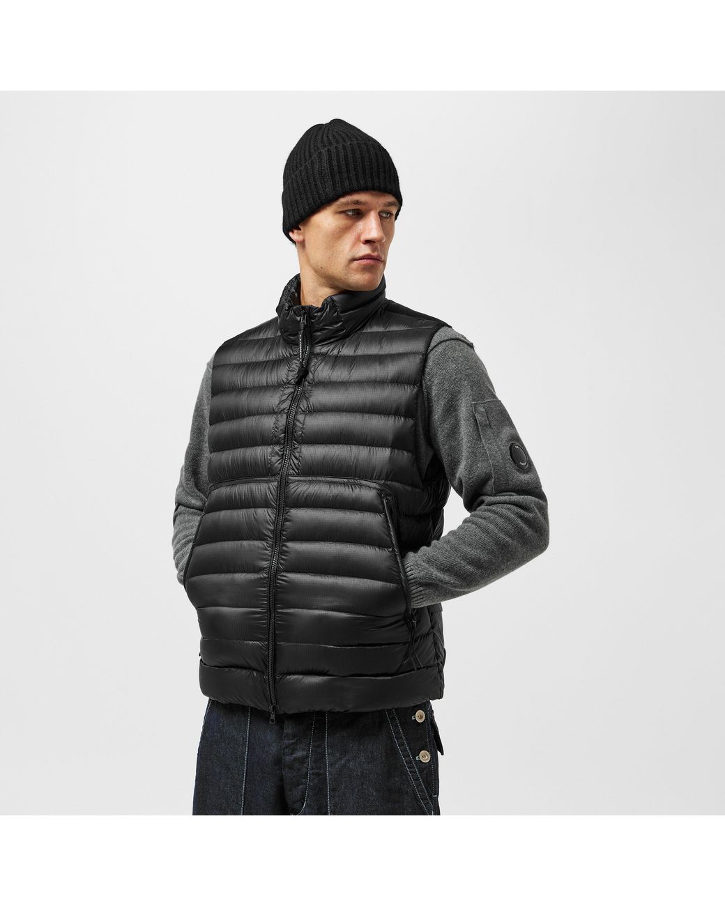 C P Company Black Weather-Resistant Sleeveless Gilet for men