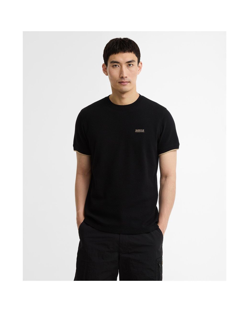 Barbour Black Eamon Pique T-Shirt for men