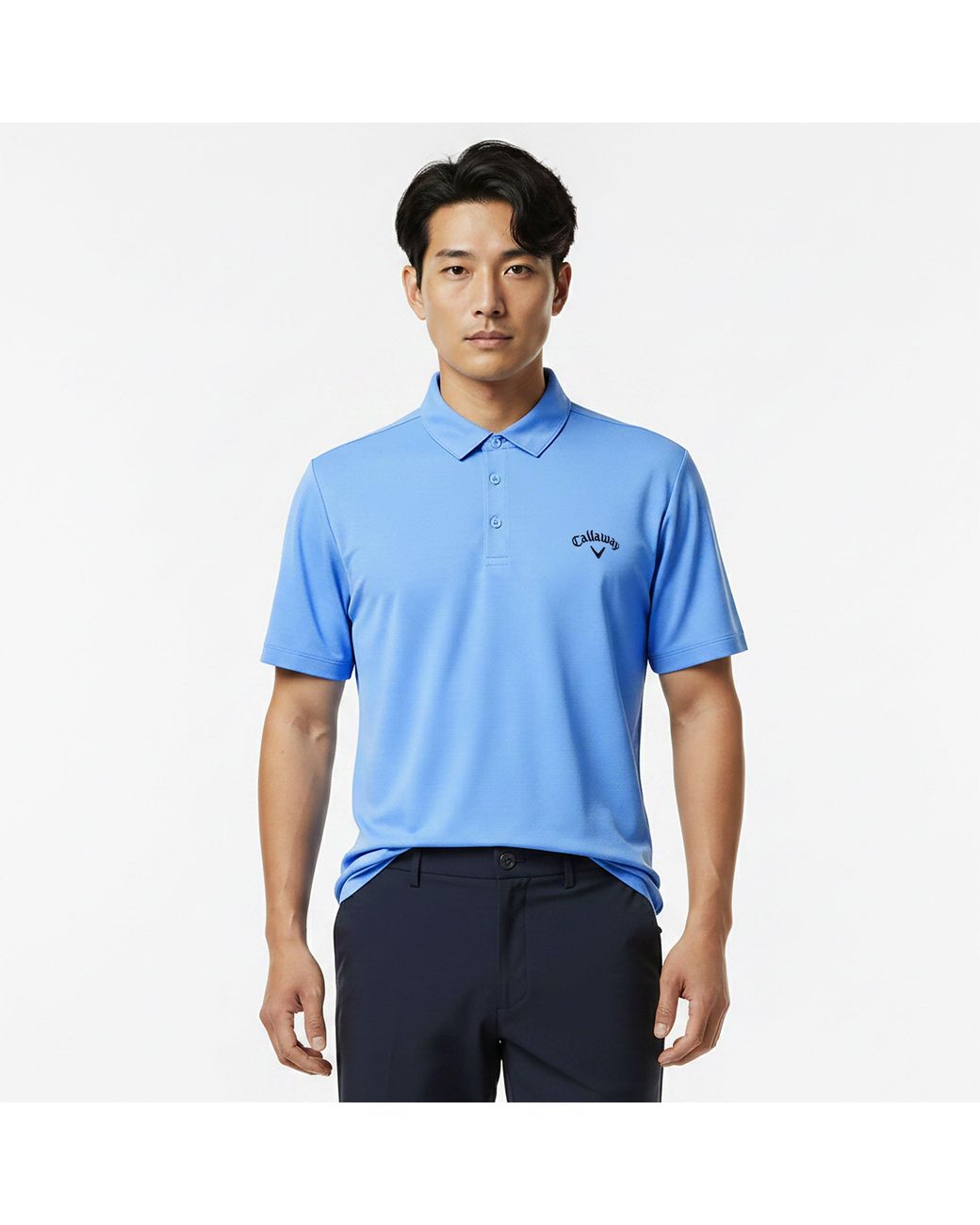 Callaway Apparel Blue Herringbone Golf Polo Shirt for men