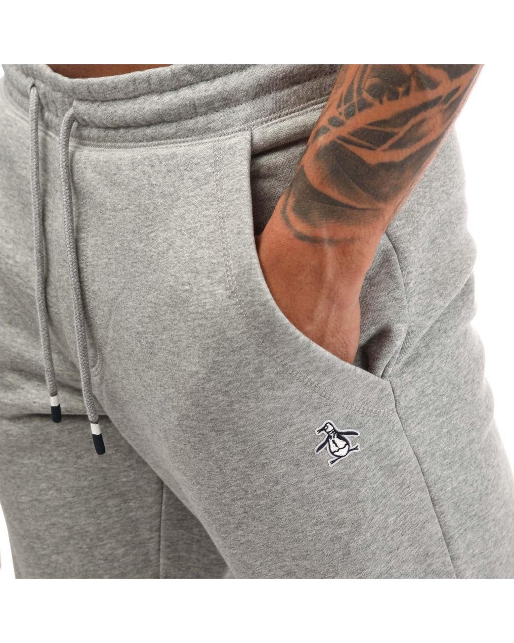 Original Penguin Gray Sticker Pete Fleece Jogging Pants for men