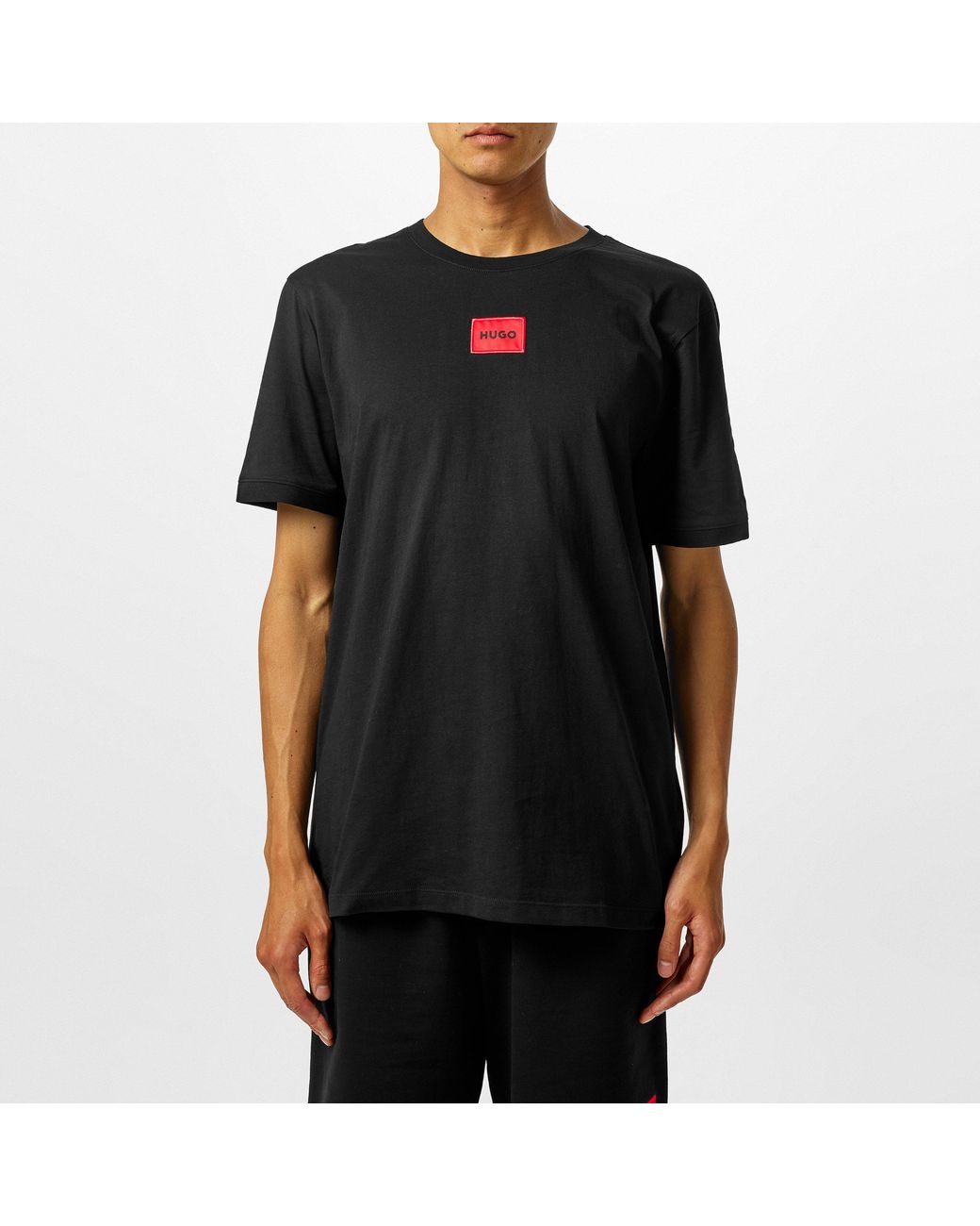 HUGO Black Diragolino Contemporary T-Shirt With Logo Detail for men