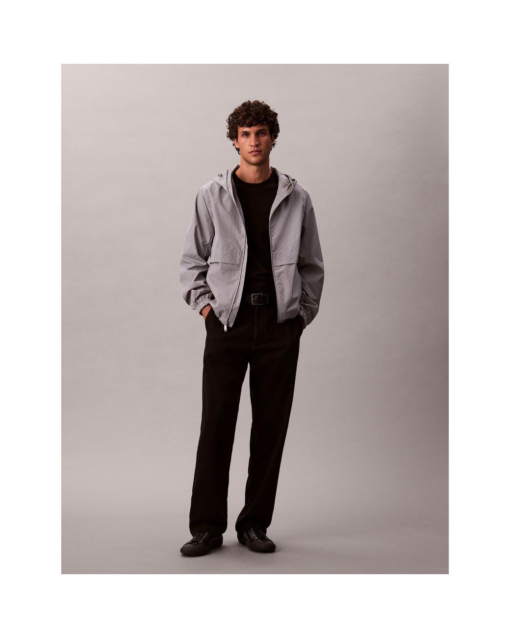 Calvin Klein Gray Ckj All Over Print Lightweight Windbreaker for men