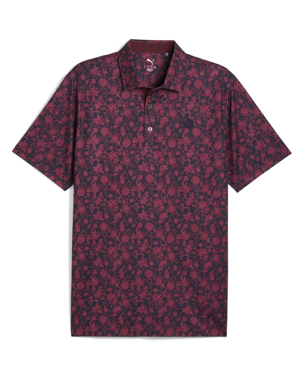 PUMA Purple Cloudspun Carmela Floral Short-Sleeve Performance Polo for men
