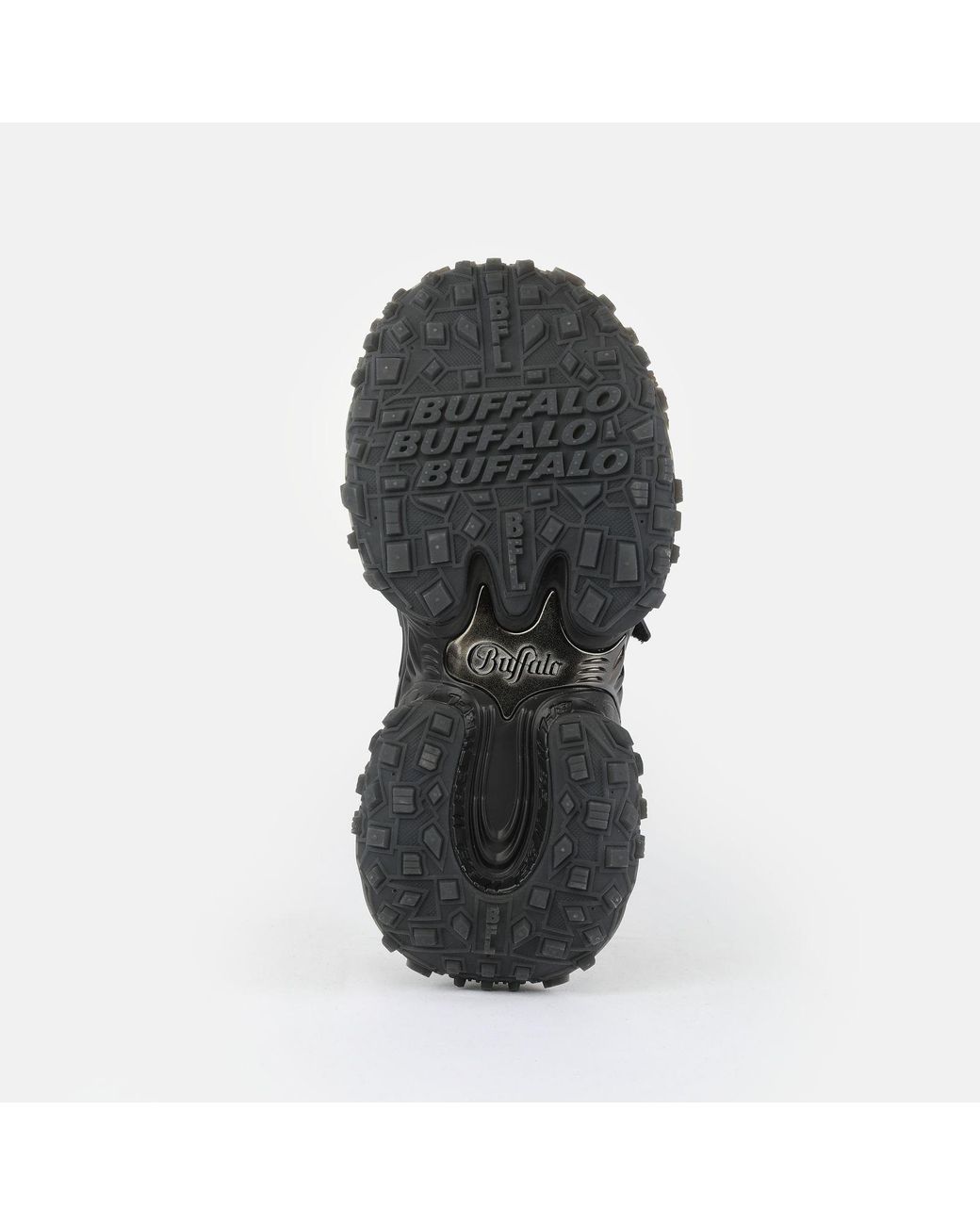 Buffalo Black Vegan Flatform Sandals