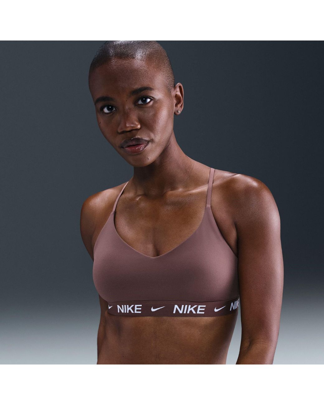 Nike Brown Indy Light Support Padded Sports Bra