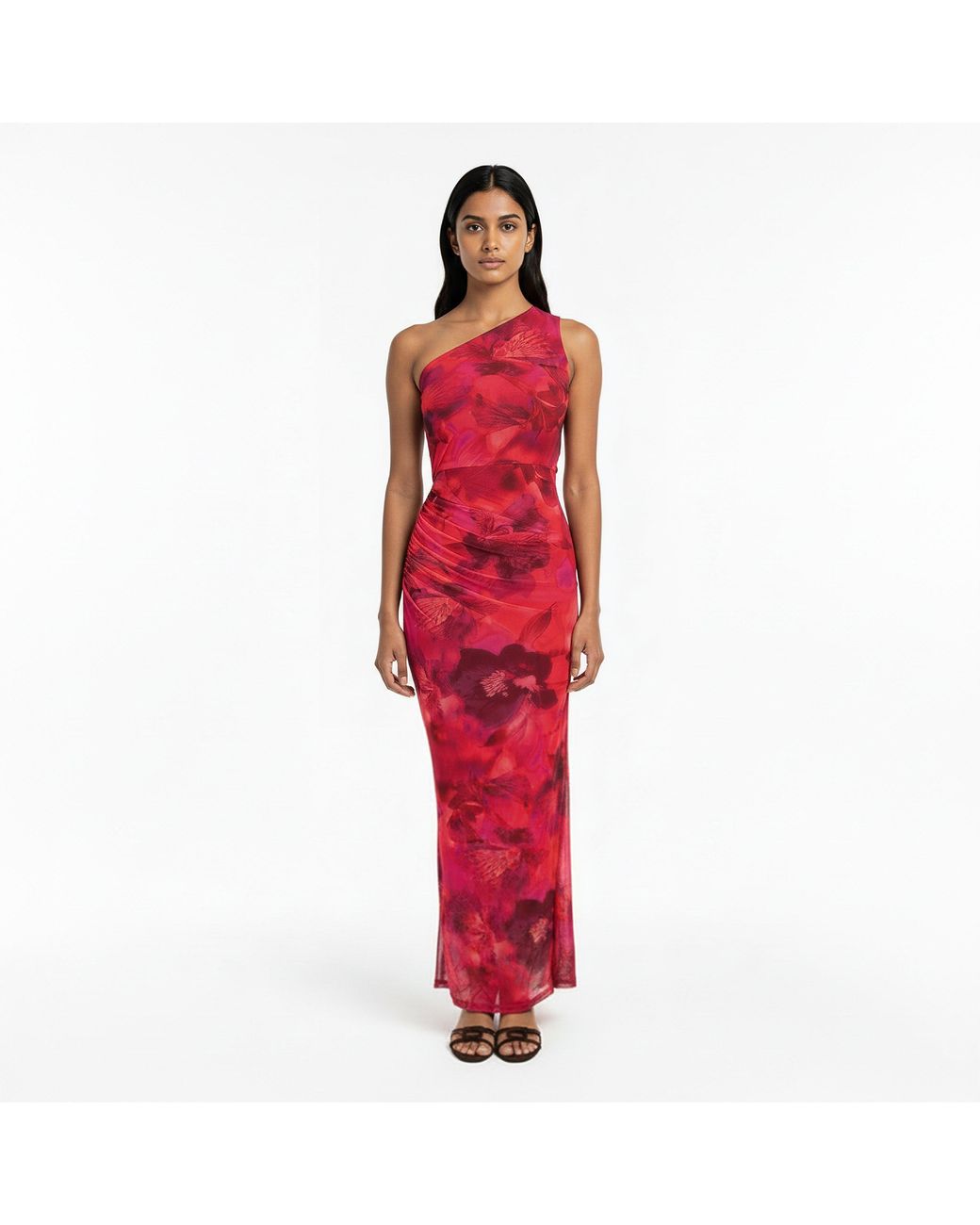 I Saw It First Red Printed Mesh Maxi Dress