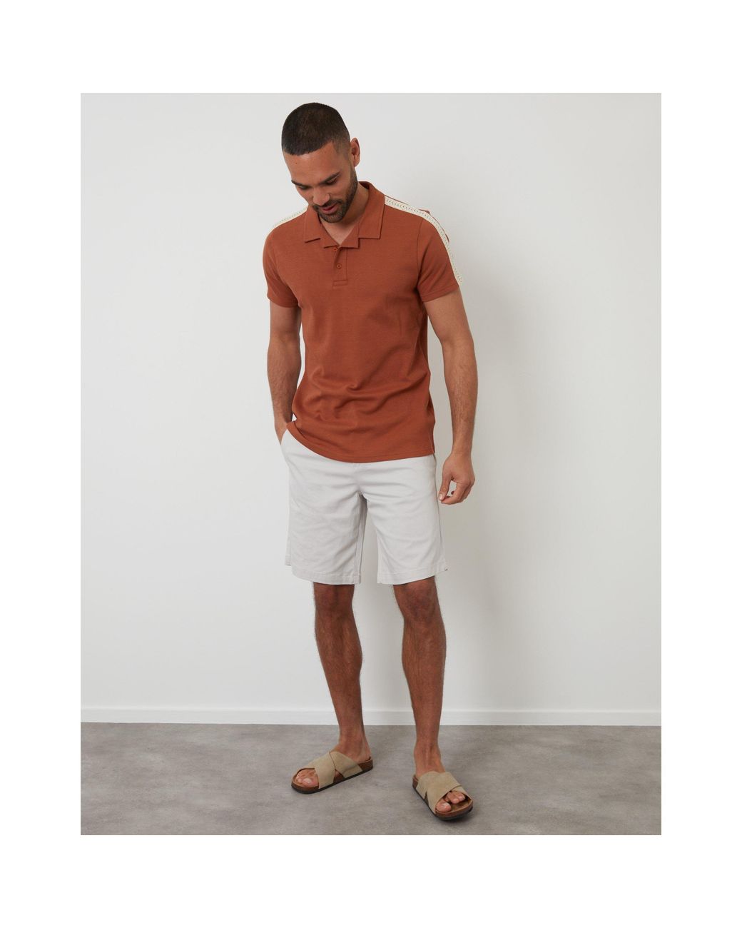 Threadbare Brown Kirkby Short-Sleeve Polo Shirt for men