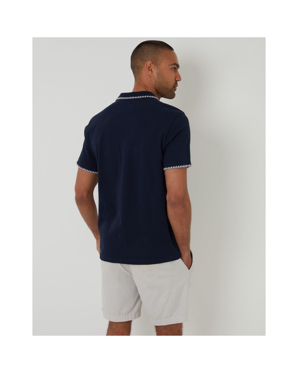 Threadbare Blue Arnwick Short-Sleeve Polo Shirt for men