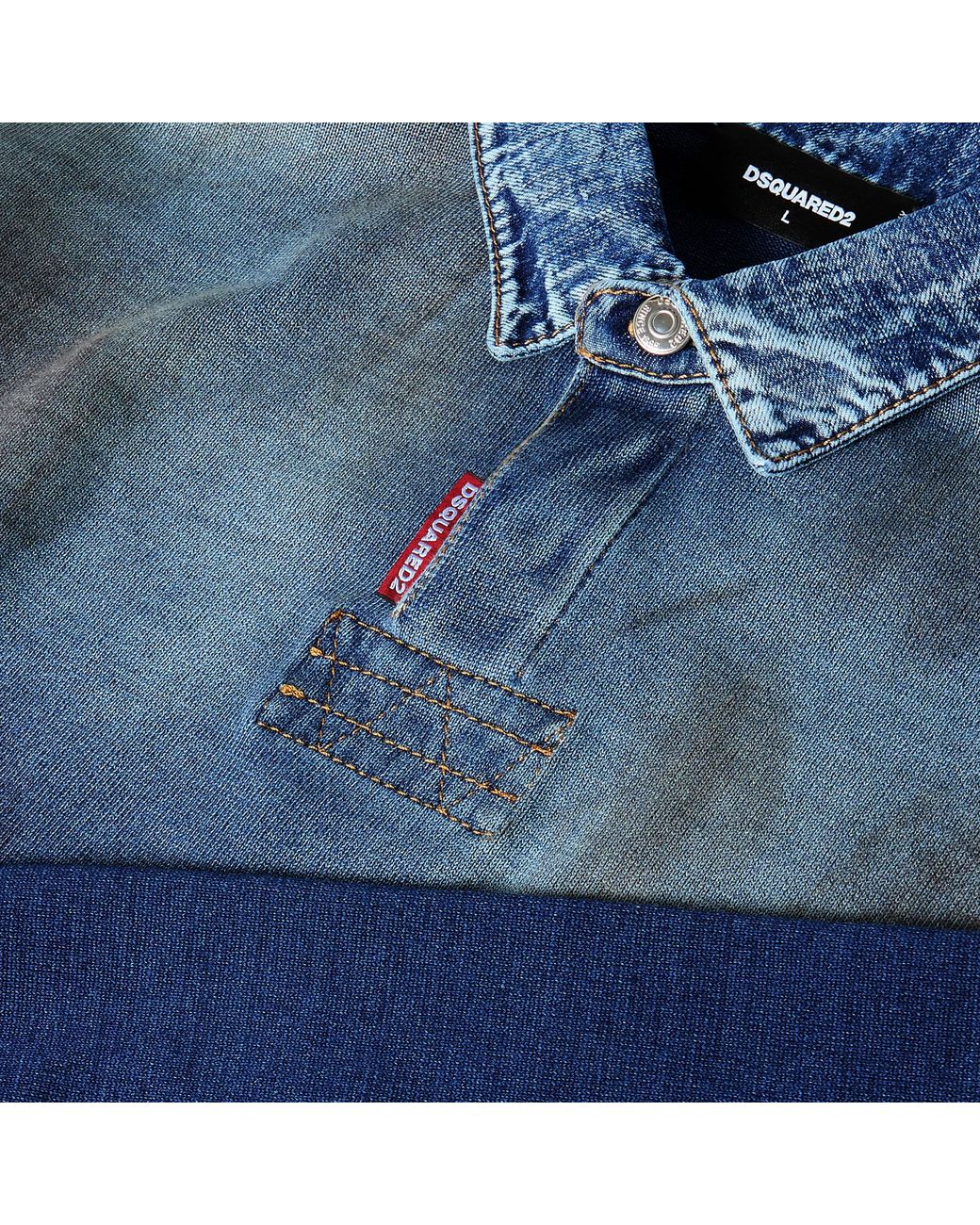 DSquared² Blue Dsq Denim Long Sleeve Polo Shirt for men