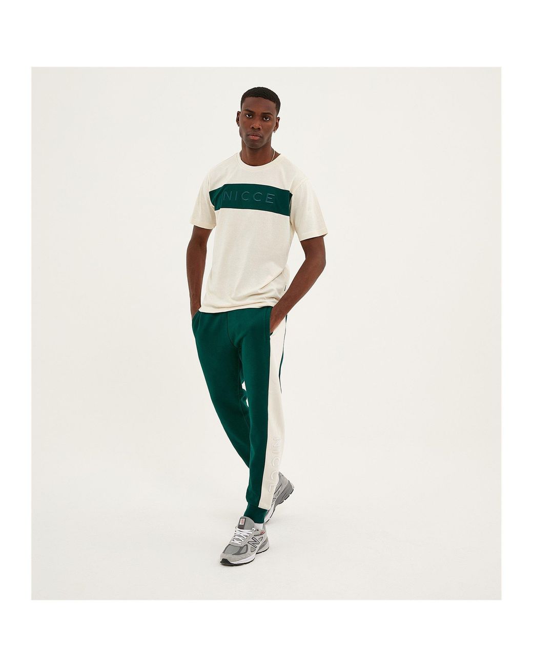 Nicce London Green Mercury Stripe Jogging Bottoms for men