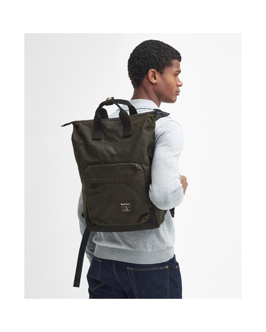 Barbour Black Field Waxed Backpack