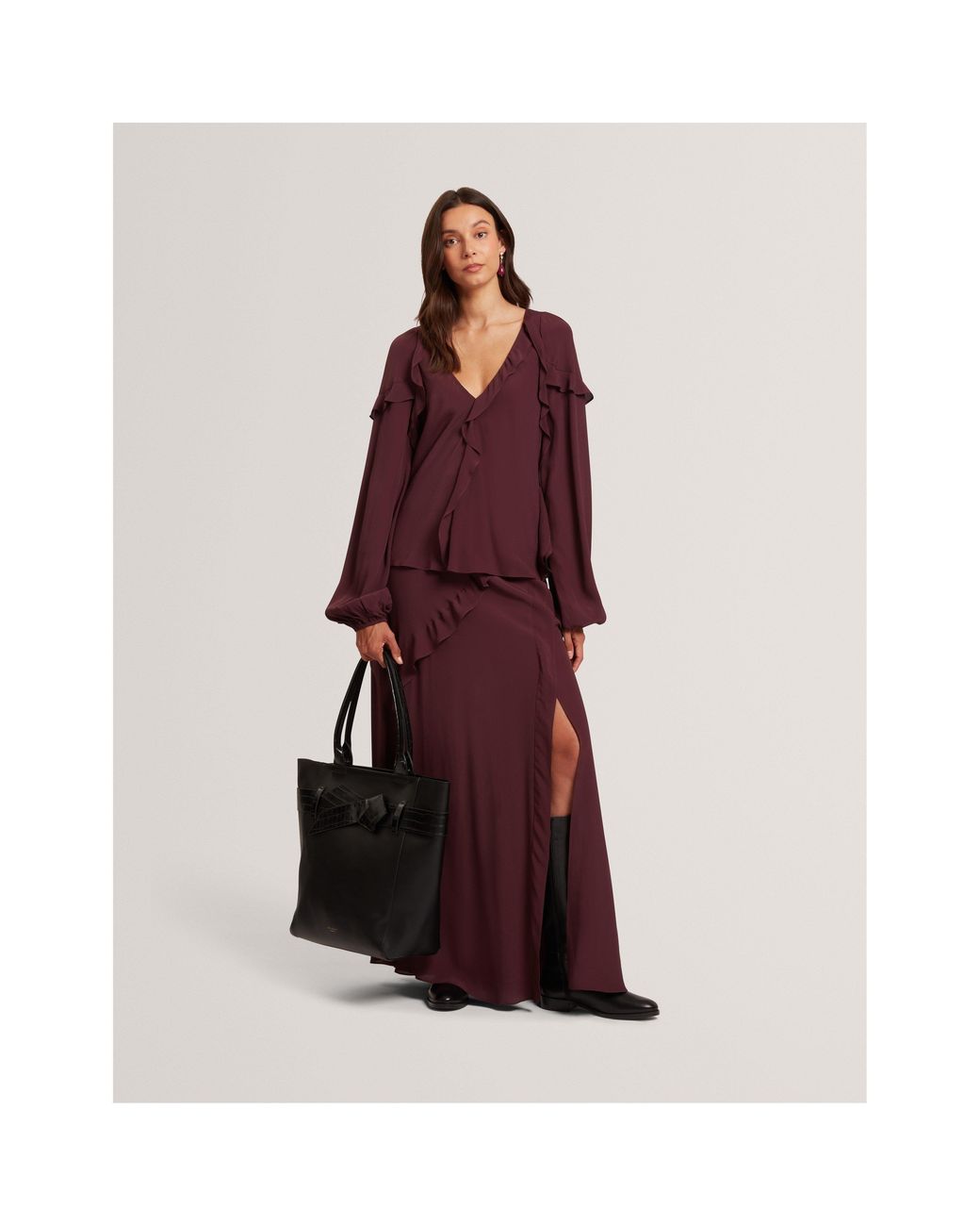 Ted Baker Purple Long-Sleeve Frill Blouse