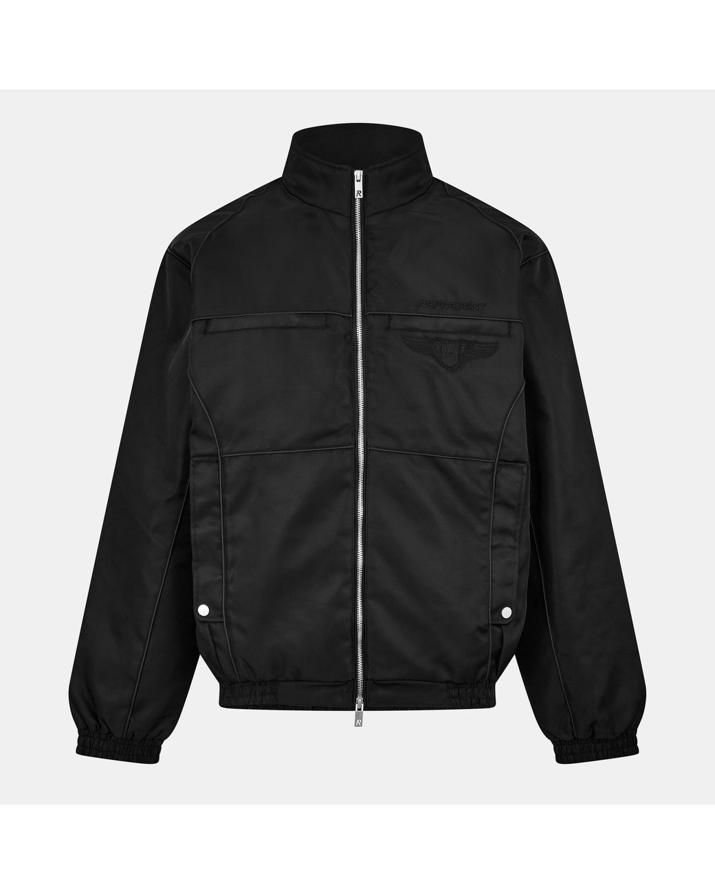 Represent Black 'S Ribbed Collar Bomber Jacket for men