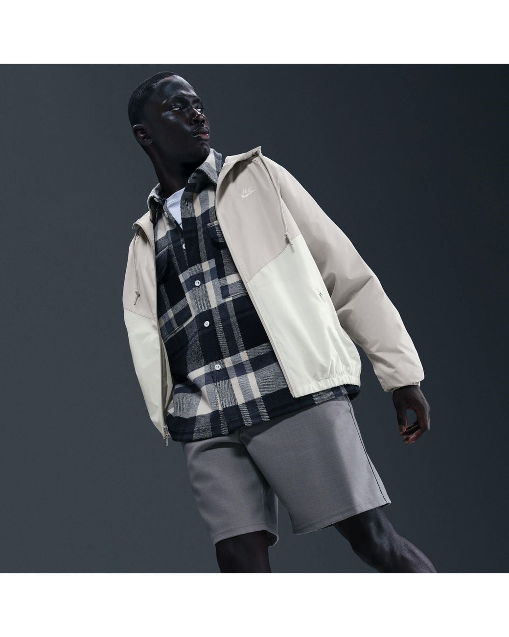 Nike Gray Sportswear Windrunner Hooded Jacket for men